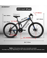 27.5" Mountain Bike: 21-Speed, Full Suspension, Disc Brakes