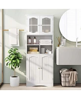 58.5" Tall Bathroom Storage Cabinet Freestanding Linen Cabinet with Shelves