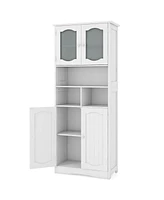 58.5" Tall Bathroom Storage Cabinet Freestanding Linen Cabinet with Shelves