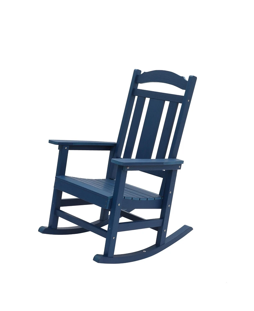 Patio Rocking Chair Outdoor Chairs Porch Rocker All-Weather Adirondack for Deck Garden Backyard Lawn, Blue