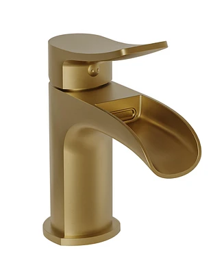 Waterfall Single Handle Hole Farmhouse Bathroom Faucet Drip-Free Lavatory Rv Sink Brushed Gold