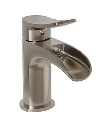 Waterfall Single Hole Single-Handle Low-Arc Bathroom Faucet With Supply Line Matte Black