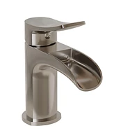Waterfall Single Hole Single-Handle Low-Arc Bathroom Faucet With Supply Line Matte Black
