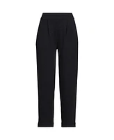 Lands' End Women's Sport Knit High Rise Pleated Straight Leg Crop Pants