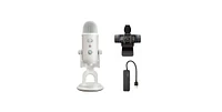 Blue Microphone Yeti Usb Microphone (White Mist) with Webcam and 4-Port Usb Hub