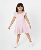 Rare Editions Toddler and Little Girls Tiered Ruched Eyelet Dress