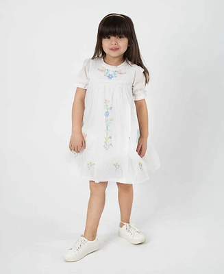Rare Editions Little and Toddler Girls Cross Stitch Embroidered Dress