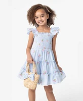 Rare Editions Little and Toddler Girls 2-Piece Floral Schiffli Seersucker Dress with Bag Set