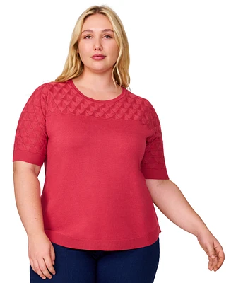 Melissa Paige Plus Elbow-Sleeve Top, Exclusively at Macy's