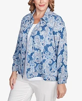 Ruby Rd. Plus Baroque Paisley Soft Button Collared Jacket