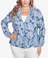 Ruby Rd. Plus Baroque Paisley Soft Button Collared Jacket