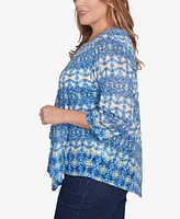 Ruby Rd. Plus Size Chevron Burnout Crew Neck Knit Top