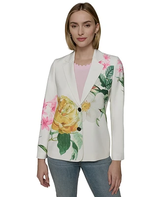 Karl Lagerfeld Paris Petite Placed Floral Jacket