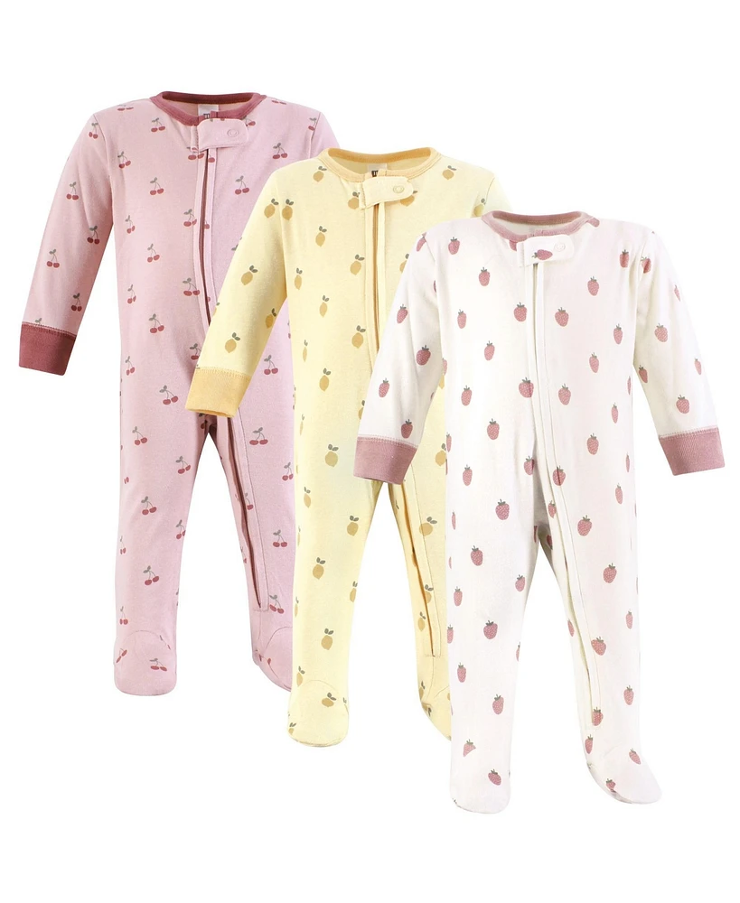 Hudson Baby Infant Girl Cotton Sleep and Play, Assorted Fruit, 0-3 Months