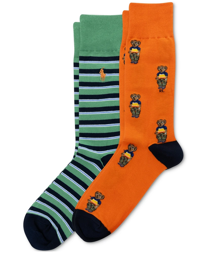 Polo Ralph Lauren Men's 2-Pk. Surf Club Mini Bear Slack Socks