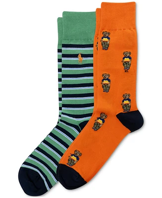 Polo Ralph Lauren Men's 2-Pk. Surf Club Mini Bear Slack Socks