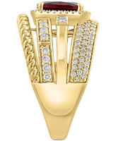 Effy Garnet (2-1/5 ct. t.w.) & Diamond (5/8 ct. t.w.), Multirow Statement Ring in 14k Gold-Plated Sterling Silver