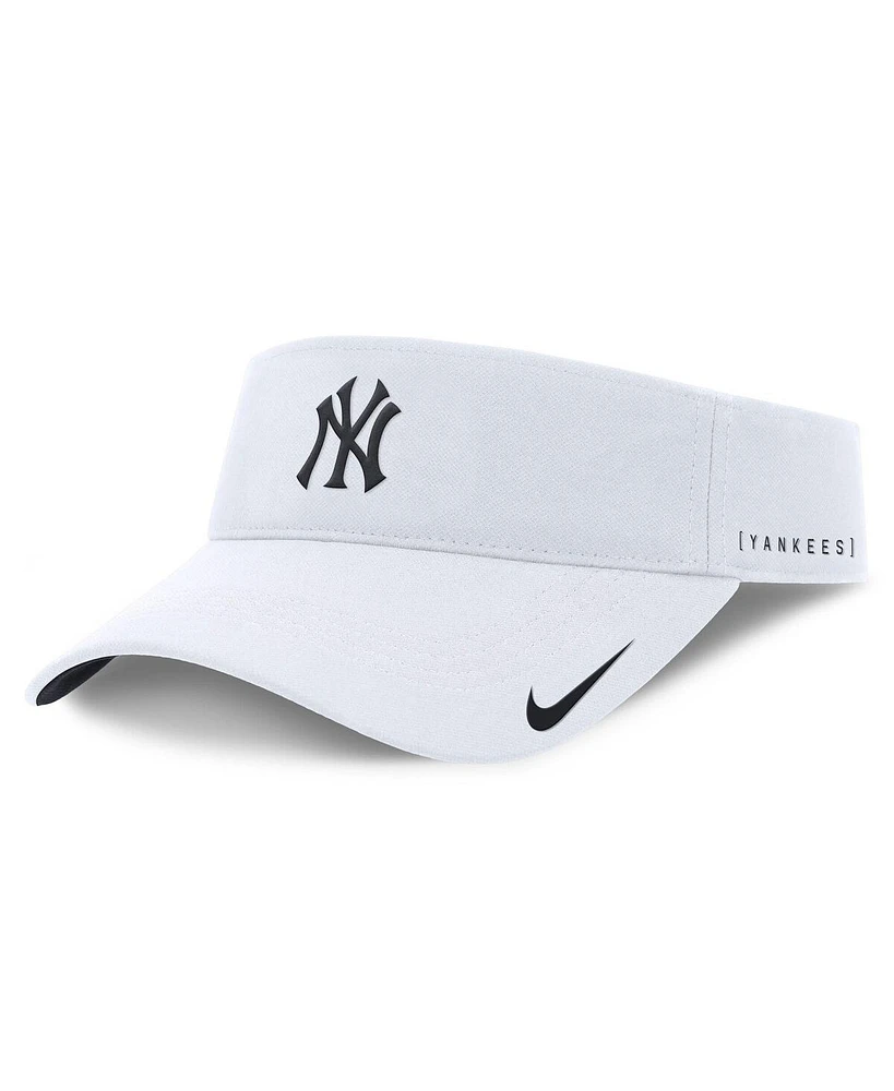 Nike Men's White New York Yankees Primetime Bozz Ace Performance Adjustable Visor Hat