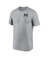 Jordan Men's Heather Gray Michigan Wolverines Primary Logo Legend Performance T-Shirt