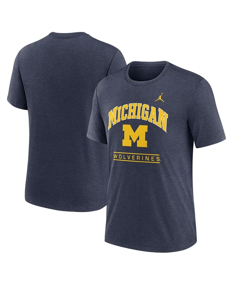 Jordan Men's Navy Michigan Wolverines Arch Over Logo Tri-Blend T-Shirt