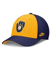 Nike Men's Navy/Gold Milwaukee Brewers Rise Swoosh Performance Flex Hat