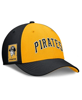 Nike Men's Black/Gold Pittsburgh Pirates Rise Swoosh Performance Flex Hat