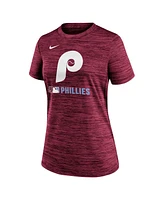 Nike Women's Maroon Philadelphia Phillies Alternate Logo Authentic Collection Velocity Performance T-Shirt