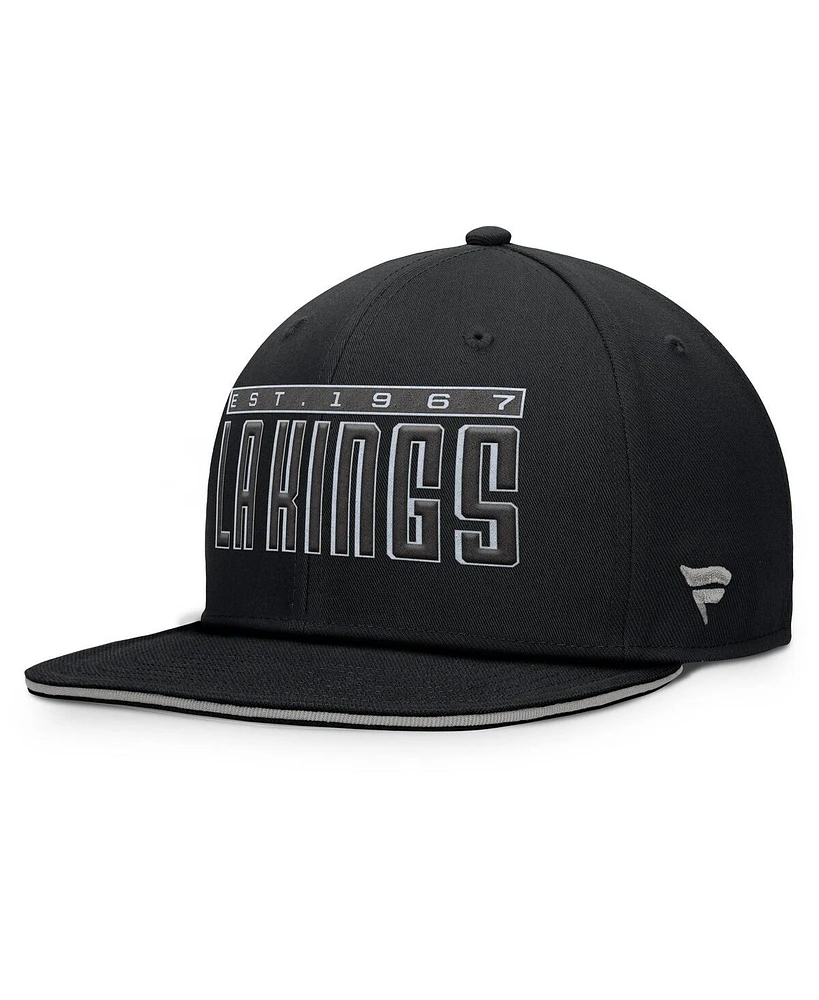 Fanatics Men's Black Los Angeles Kings Gino Flat Brim Snapback Hat