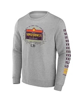 Fanatics Men's Heather Gray Super Bowl Lix Marble Wordmark Fleece Crew Sweatshirt