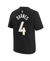 Nike Big Boys and Girls Scottie Barnes Black Toronto Raptors 2024/25 City Edition Name Number T-Shirt