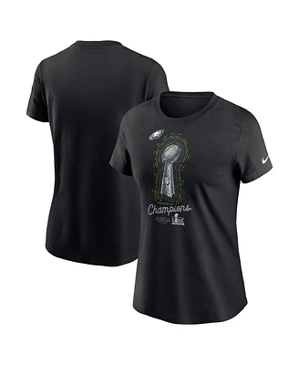 Nike Women's Black Philadelphia Eagles Super Bowl Lix Champions Lombardi Trophy Top