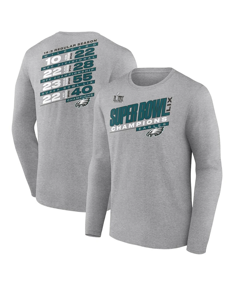 Fanatics Men's Heather Gray Philadelphia Eagles Super Bowl Lix Champions Counting Points Score Long Sleeve T-Shirt
