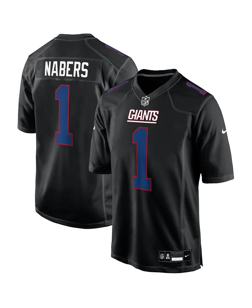 Nike Men's Malik Nabers Carbon Black New York Giants Fashion Jersey