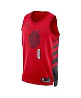 Men's Jordan Damian Lillard Red Portland Trail Blazers 2022/23 Statement Edition Swingman Jersey