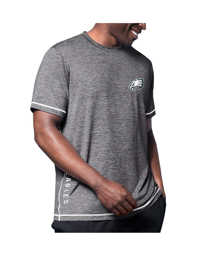 Msx by Michael Strahan Men's Black Philadelphia Eagles Motion Space-Dye T-Shirt