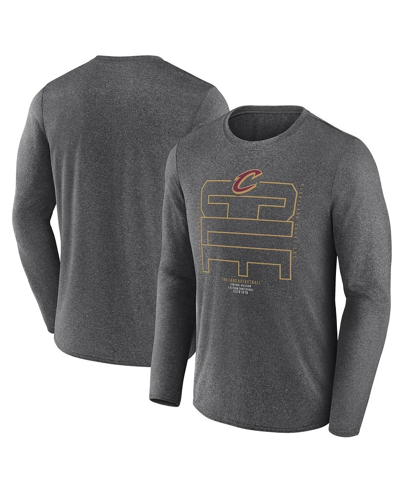 Fanatics Men's Heather Charcoal Cleveland Cavaliers Game Point Long Sleeve T-Shirt