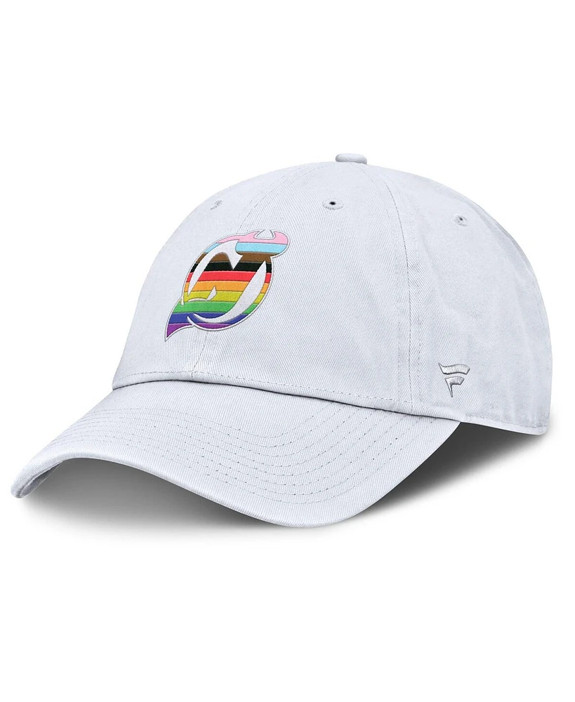 Fanatics Men's White New Jersey Devils Pride Adjustable Hat