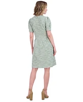 Jessica Howard Women's Boucle Magic-Waist Puff-Sleeve Dress