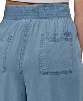 Dkny Jeans Petite Embroidered Wide-Leg Ankle Pants