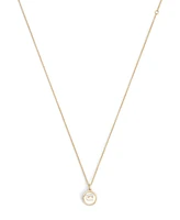 Coach Signature Mother of Pearl Coin Pendant Necklace