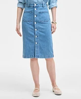 On 34th Women's Patch-Pocket Denim Midi Skirt, Exclusively at Macy's