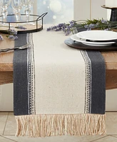 Saro Lifestyle Fringe Detail Banded Table Runner, 16" x 72"