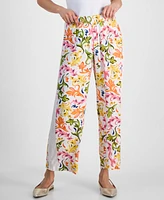 Jm Collection Petite Side-Panel Printed Pull-On Pants, Exclusively at Macy's