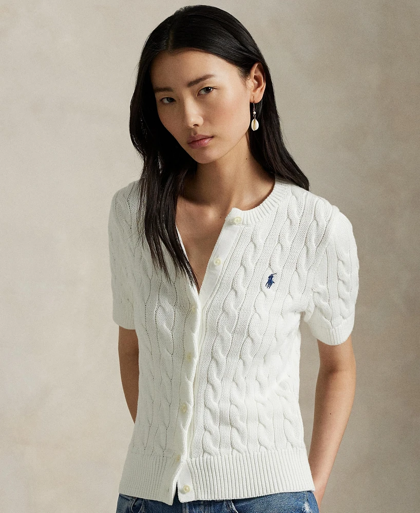 Polo Ralph Lauren Women's Cable-Knit Cotton Short-Sleeve Cardigan