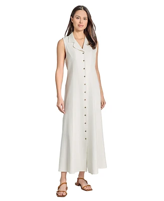 Jones New York Women's Linen-Blend Drawstring-Back Maxi Shirtdress