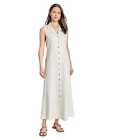 Jones New York Women's Linen-Blend Drawstring-Back Maxi Shirtdress