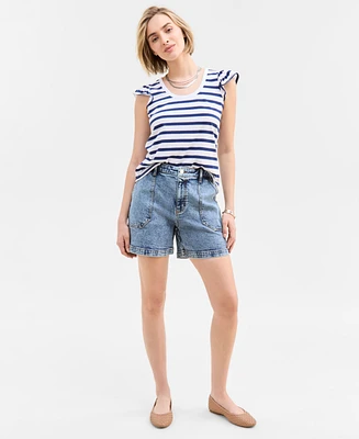 On 34th Women's High Rise Utility Midi Denim Shorts, Exclusively at Macy's