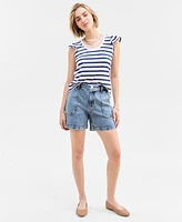 On 34th Women's High Rise Utility Midi Denim Shorts, Exclusively at Macy's
