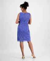 Connected Women's Metallic V-Neck Twist-Front Dress