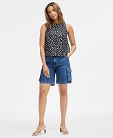 On 34th Women's Linen Blend Printed Sleeveless Top, Exclusively at Macy's